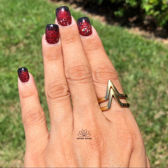 Double V Ring • Gold Plated Stainless Steel - Picture 7 of 8